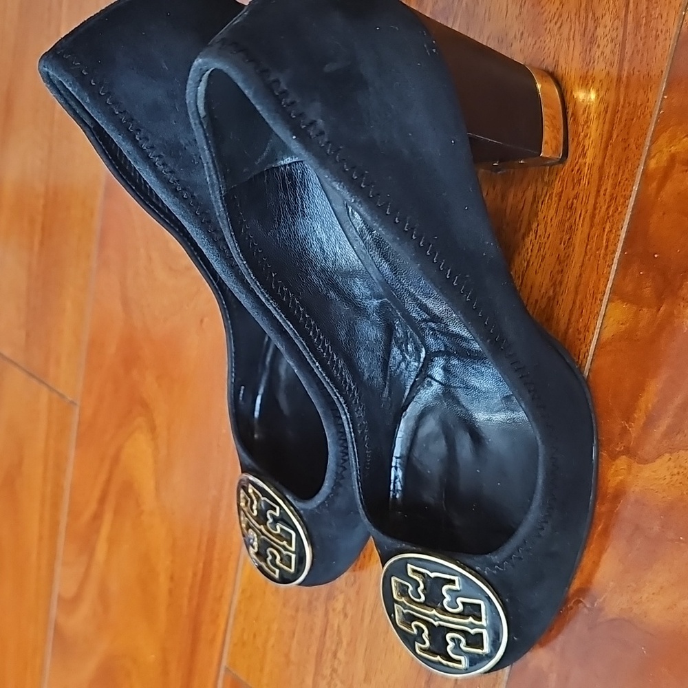 Tory Burch “Maddie” Suede Pumps — Elegant Block Heel Classic Sz 7.5 - Picture 4 of 13